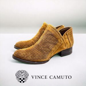 Vince Camuto Women 7.5M Clorieea Kid Suede Booties Pumpernickel Perforated Ankle